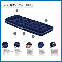 Avis Matelas de Camping Gonflable Bestway Horizon Individuel 185x76x22 cm Supporte jusqu'à 150 Kg avec Gonfleur Intégré Couleur Bleu