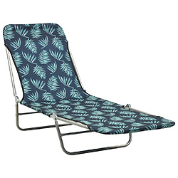 Helloshop26 Chaises longues pliables 2 pièces acier et tissu motif de feuilles 02_0011935