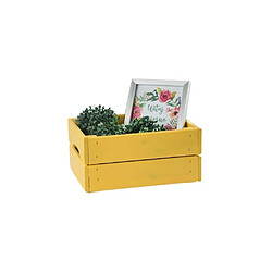 Pinus Caisse de rangement en pin petit modèle 31 x 23 x 15 cm jaune.