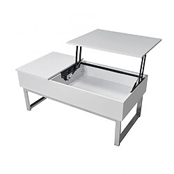 Avis Le Quai Des Affaires Table basse plateau relevable FLOWER 110x55cm /Blanc et métal chromé