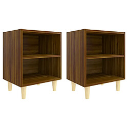 Maison Chic Lot de 2 Tables de chevet en bois Tables de Nuit Chêne marron 40x30x50 cm