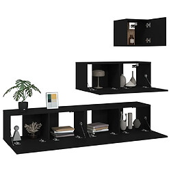 Acheter Maison Chic Ensemble de meubles TV 4 pcs | Banc TV Moderne pour salon | Meuble de Rangement - Noir Bois d'ingénierie -MN13570