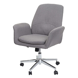 Decoshop26 Chaise de bureau pivotante avec accoudoirs hauteur réglable en tissu gris 04_0006228