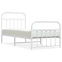 vidaXL Cadre de lit métal sans matelas avec pied de lit blanc 90x200cm