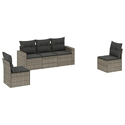 Maison Chic Salon de jardin 5 pcs avec coussins | Ensemble de Table et chaises | Mobilier d'Extérieur gris résine tressée -GKD35130