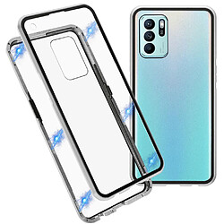 Coque en métal absorption magnétique, double face, argent pour votre Oppo Reno6 Z