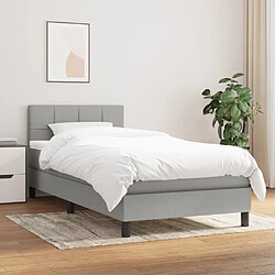 Maison Chic Lit Adulte - Lit simple Lit à sommier tapissier avec matelas moelleux - Meuble de Chambre - Gris clair 90x200 cm Tissu -MN27964