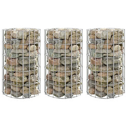 Maison Chic Jardinière,Lit surélevé - Bac à fleurs - pot de fleur à gabion circulaire 3 pcs Acier galvanisé Ø30x50cm -GKD26752