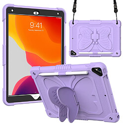 Coque en TPU + silicone avec béquille en forme de papillon, couleur unie, antichoc violet pour votre Apple iPad 10.2 (2021)/(2020)/(2019)