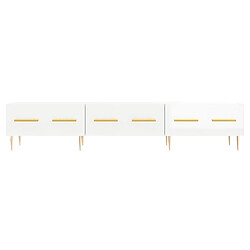 Maison Chic Meuble TV scandinave - Banc TV pour salon blanc brillant 150x36x30 cm bois d'ingénierie -MN75711 pas cher