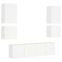 vidaXL Unités murales TV 6 pcs blanc bois d'ingénierie