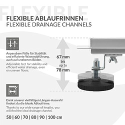 Acheter LuxeBath Caniveau de Douche 90 cm 2en1 à Carreler, Argent, Acier Inoxydable, avec Appareil Désodorisant et Filtre à Cheveaux Amovible, Pieds Réglable en Hauteur, Siphon Double Face, Écoulement de Sol