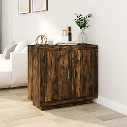 Maison Chic Commode Buffet - Meuble de rangement Chêne fumé 80x40x75 cm Bois d'ingénierie -GKD37564