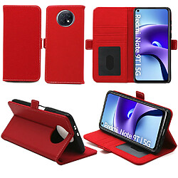 Xeptio Xiaomi Redmi Note 9T 5G Housse Protection Portefeuille rouge à Rabat avec Porte Cartes - Etui Folio Coque Antichoc - Accessoires Pochette Case