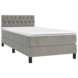 Avis Maison Chic Lit adulte- Lit + matelas,Sommier à lattes de lit avec matelas et LED Gris clair 90x200cm -GKD99833