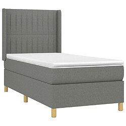 Avis Maison Chic Lit Adulte - Lit simple Lit à sommier tapissier et matelas moelleux - Meuble de Chambre - Gris foncé 90x190 cm Tissu -MN65104