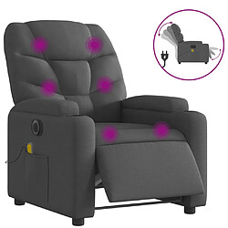 vidaXL Fauteuil inclinable de massage électrique gris foncé tissu