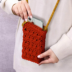 Avis Avizar Sac Bandoulière Téléphone Tricoté Main Motif Fleur Série FlowerWeave Rouge