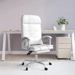 vidaXL Fauteuil de massage inclinable de bureau Blanc Similicuir