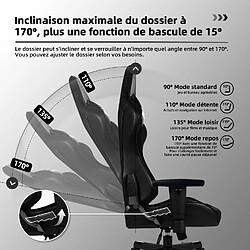 Lexzurn Chaise Gaming Charge 150kg, Fauteuil Bureau Ergonomique, Assise De 56cm pas cher