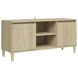 vidaXL Meuble TV avec pieds en bois massif Chêne sonoma 103,5x35x50 cm