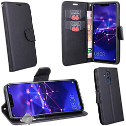 Htdmobiles Housse etui portefeuille pour Huawei Mate 20 Lite + film ecran - NOIR / NOIR