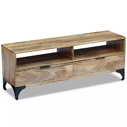 Acheter Helloshop26 Meuble télé buffet tv télévision design pratique bois de manguier 120 cm 2502130