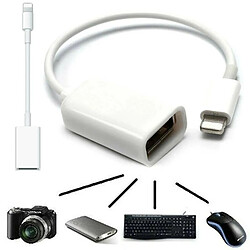 Universal Pour iPad 4/mini adaptateur caméra OTG câblé blanc 8 broches pour clavier USB