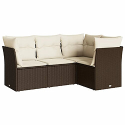 Maison Chic Salon de jardin 4 pcs avec coussins | Ensemble de Table et chaises | Mobilier d'Extérieur marron résine tressée -GKD39571