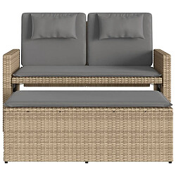 Maison Chic Banc inclinable de jardin avec coussins| Banc d'extérieur beige résine tressée -GKD38756 pas cher