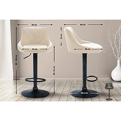 Decoshop26 Tabouret de bar en synthétique crème pivotant avec repose-pieds métal noir coutures décoratives TDB10582