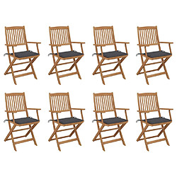 vidaXL Chaises pliables d'extérieur et coussins lot de 8 Bois d'acacia 