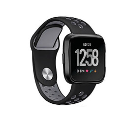 YP Select Bande de sport en silicone avec trous de ventilation Sangles de rechange pour Fitbit Versa Smartwatch-Noir Gris