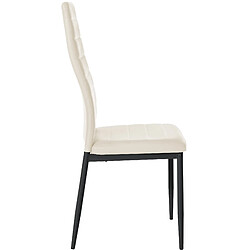 Avis Decoshop26 Lot de 6 chaises de salle à manger design simple en synthétique crème avec couture cadre en métal noir CDS10294