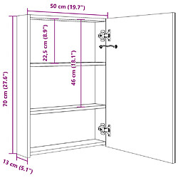 vidaXL Armoire de salle de bain à miroir LED gris brillant 50x13x70 cm pas cher