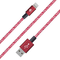 BigBen Connected Câble Tissé USB A/Lightning 2m - 2.4A Rouge