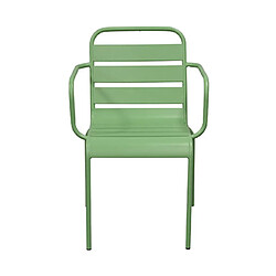 Mes Ensemble table de jardin 110 cm + 4 fauteuils en métal vert - BACA pas cher