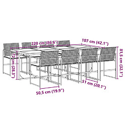 vidaXL Ensemble à manger de jardin 9pcs coussins noir résine tressée pas cher