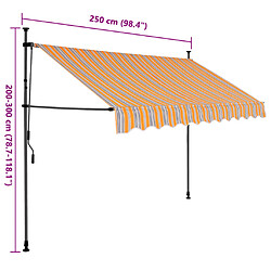 vidaXL Auvent manuel rétractable avec LED 250 cm Jaune et bleu pas cher