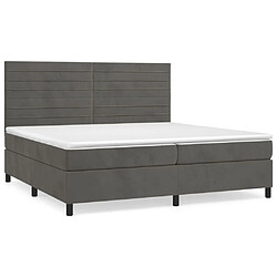 Maison Chic Lit Adulte - Lit simple Lit à sommier tapissier et matelas moelleux - Meuble de Chambre - Gris foncé 200x200cm Velours -MN64350