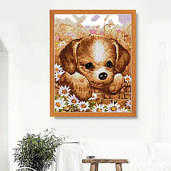 Kits Point De Croix Estampés Et Comptés - Motif Mignon Pour Chiot 39x48cm 11CT