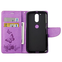 Acheter Wewoo Housse Étui Violet pour Motorola Moto G 4e génération Plus Fleurs pressées Butterfly Pattern en cuir avec support & Slots de cartes Portefeuille