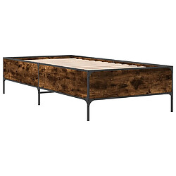 Vidaxl Cadre de lit chêne fumé 90x200 cm bois d'ingénierie et métal