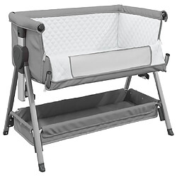 Avis vidaXL Lit pour bébé avec matelas Gris clair Tissu de lin