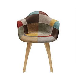 Toilinux 2 Fauteuils design scandinave Patchwork - Marron