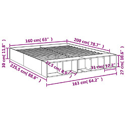 Vidaxl Cadre de lit blanc 160x200 cm bois d'ingénierie pas cher