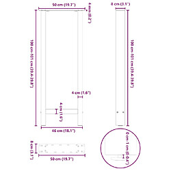 vidaXL Pieds de table basse noir 2 pcs 50x(100-101) cm acier pas cher