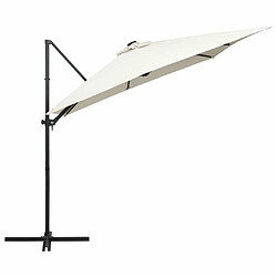 Acheter Maison Chic Parasol Jardin | Parasol déporté avec LED et mat en acier 250x250 cm Sable - GKD71766