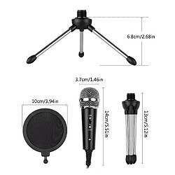 Justgreenbox Kit de microphone vidéo avec mini trépied antichoc filtre anti-pop pare-brise câble adaptateur USB prise TRS 3,5 mm, Option b pas cher