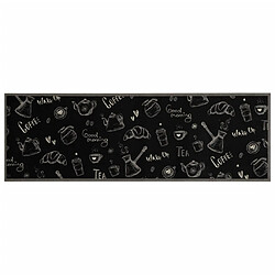 vidaXL Tapis de cuisine lavable imprimé Morning noir 60x180 cm velours